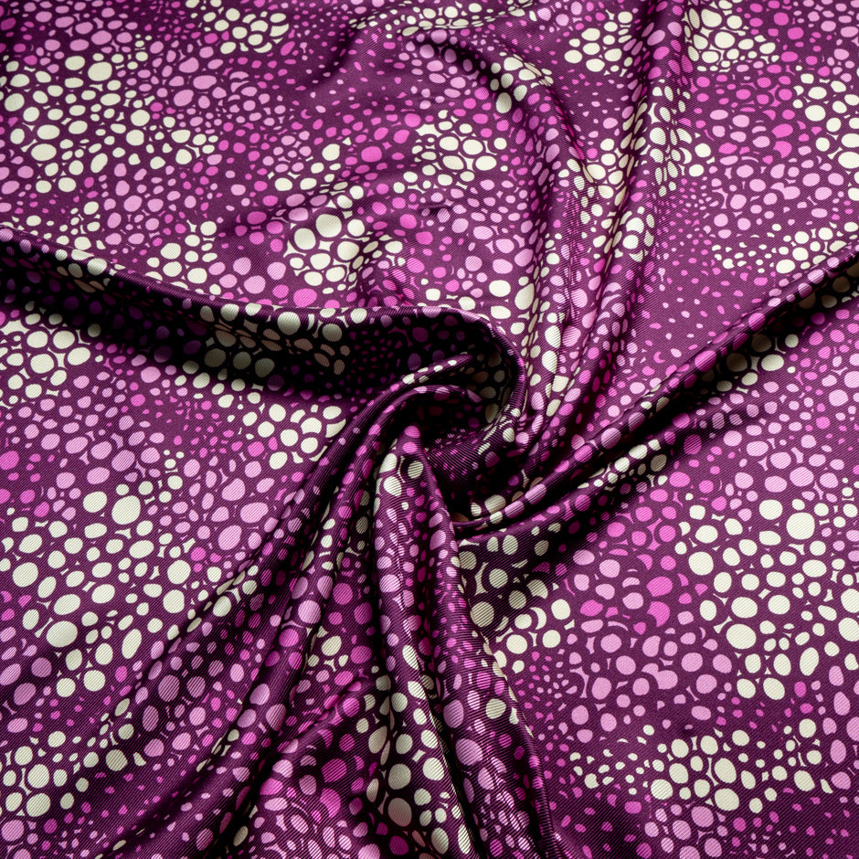 Pink & Cream Spot Printed Double Silk Twill