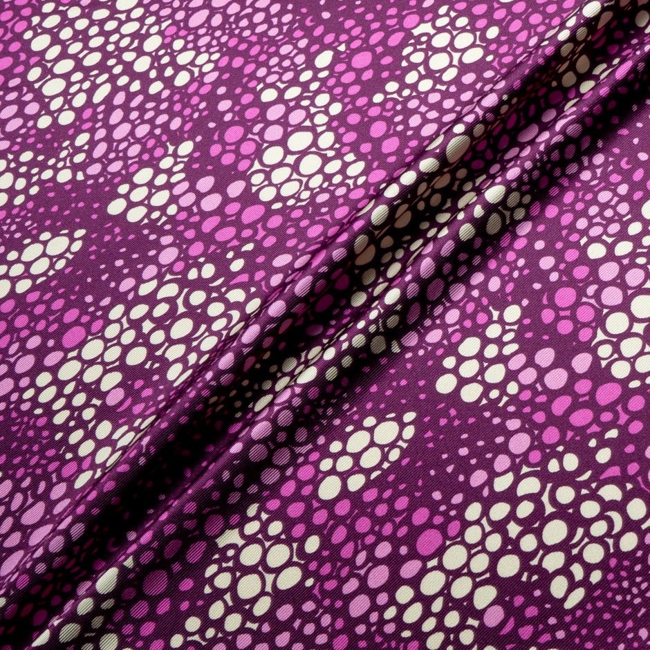 Pink & Cream Spot Printed Double Silk Twill