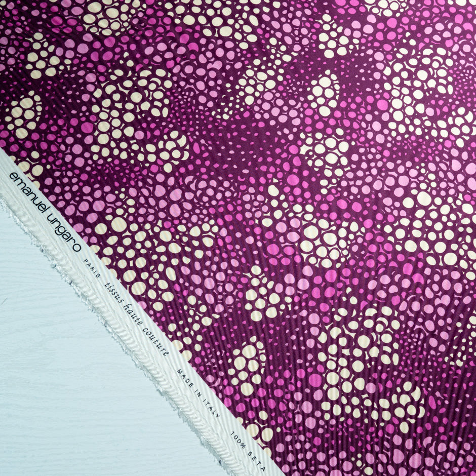 Pink & Cream Spot Printed Double Silk Twill