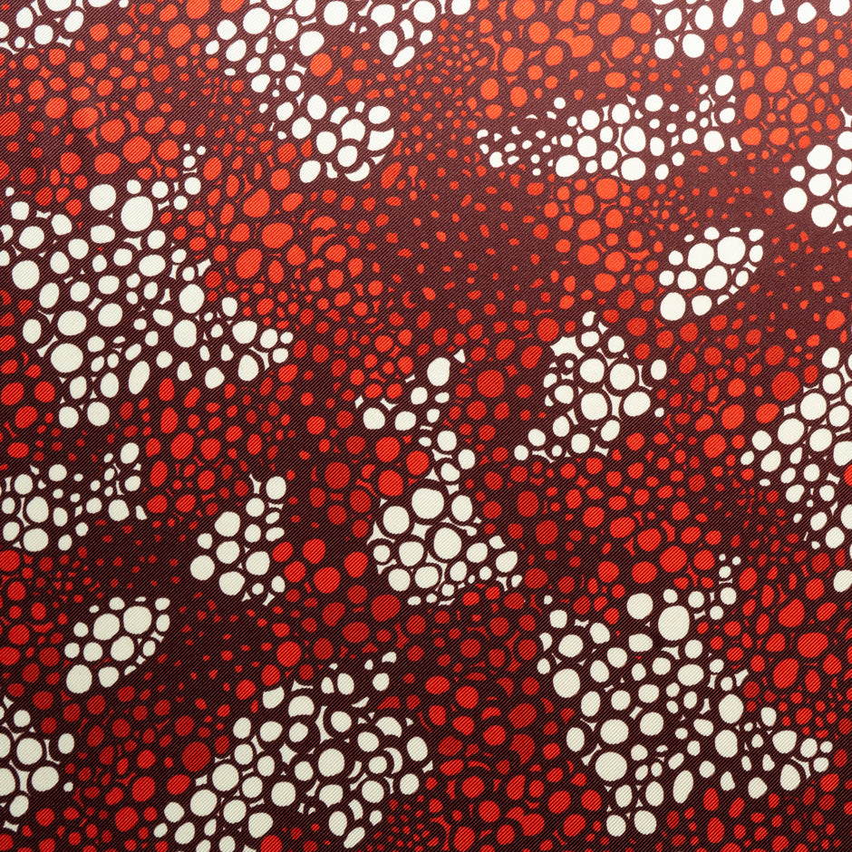 Red & Cream Spot Printed Double Silk Twill