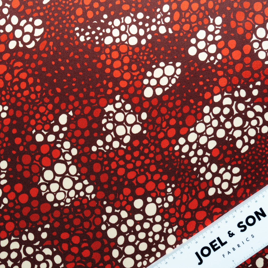 Red & Cream Spot Printed Double Silk Twill