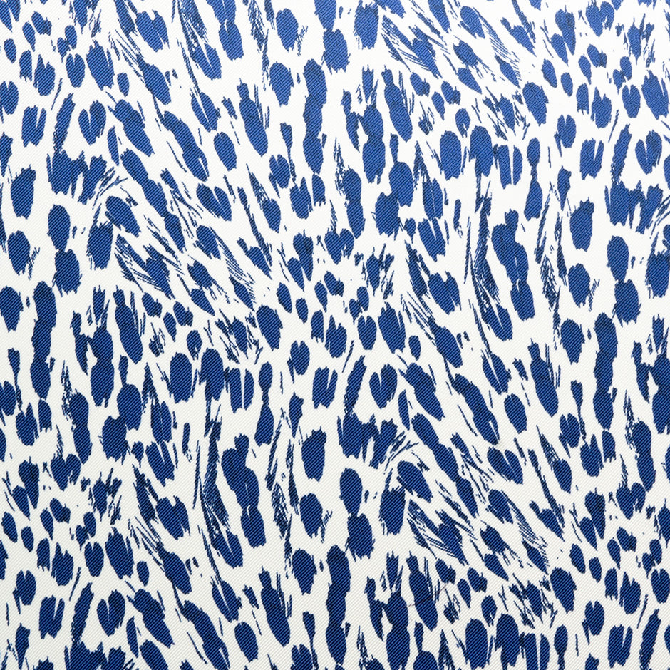 Blue Abstract Animal Printed Double Silk Twill