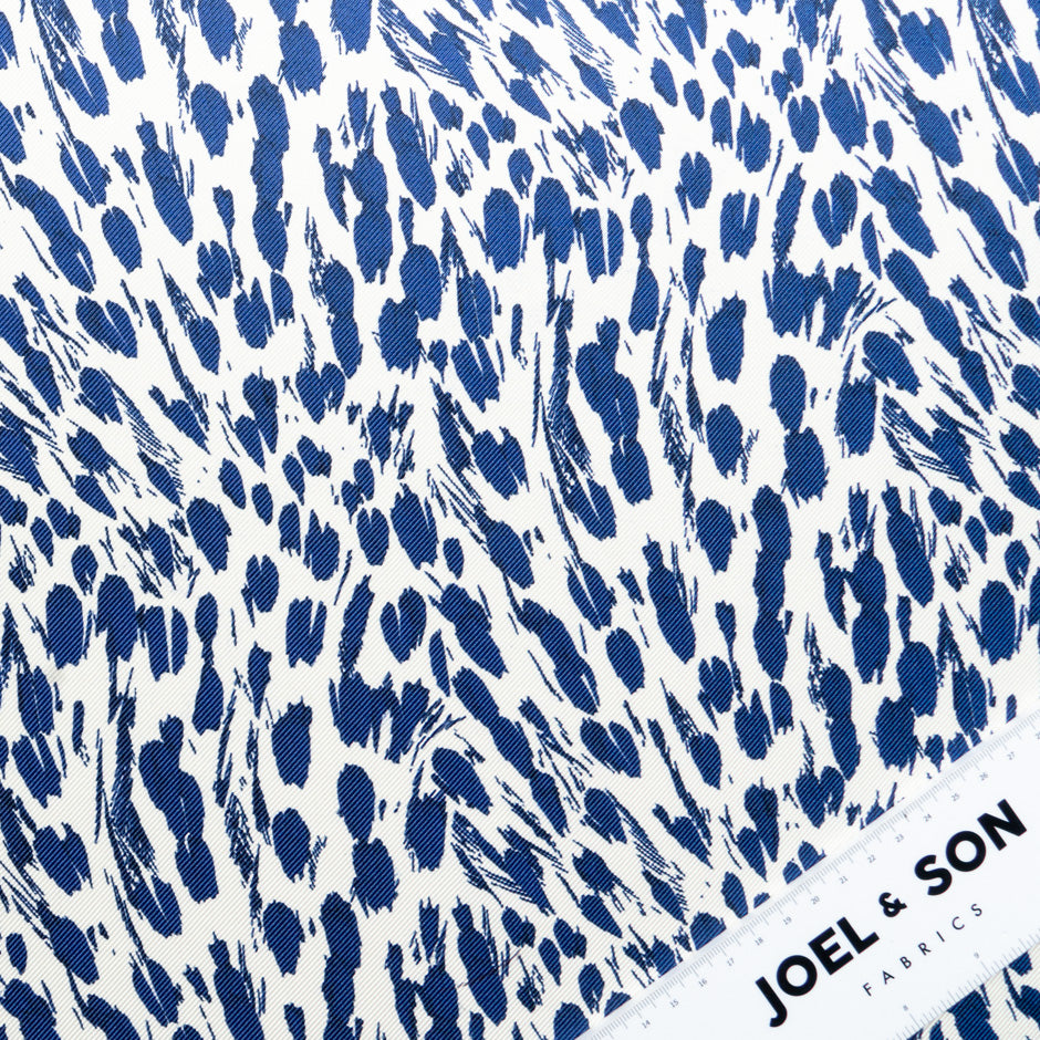 Blue Abstract Animal Printed Double Silk Twill