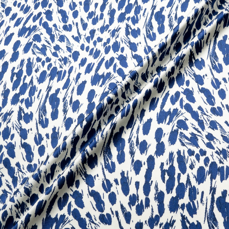 Blue Abstract Animal Printed Double Silk Twill