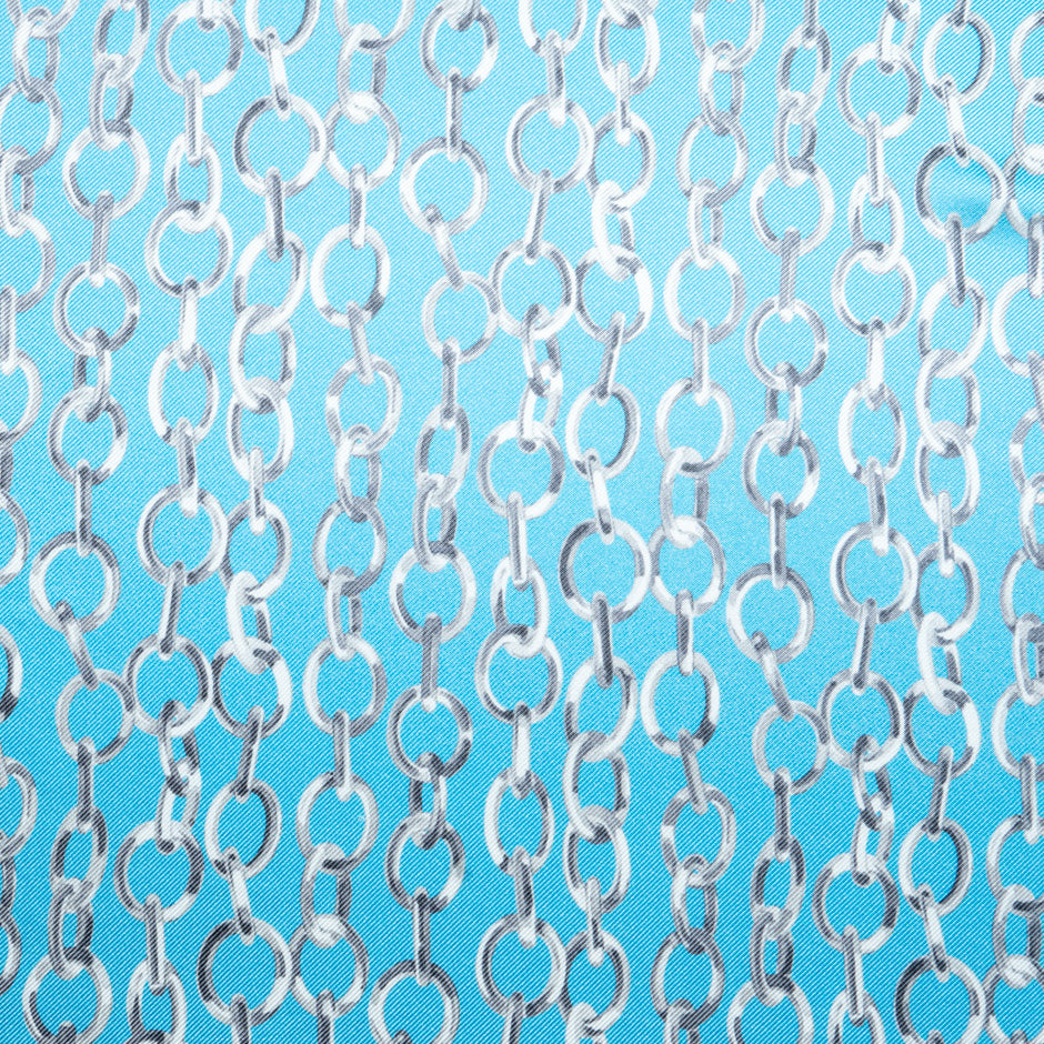 Link Printed Sky Blue Double Silk Twill