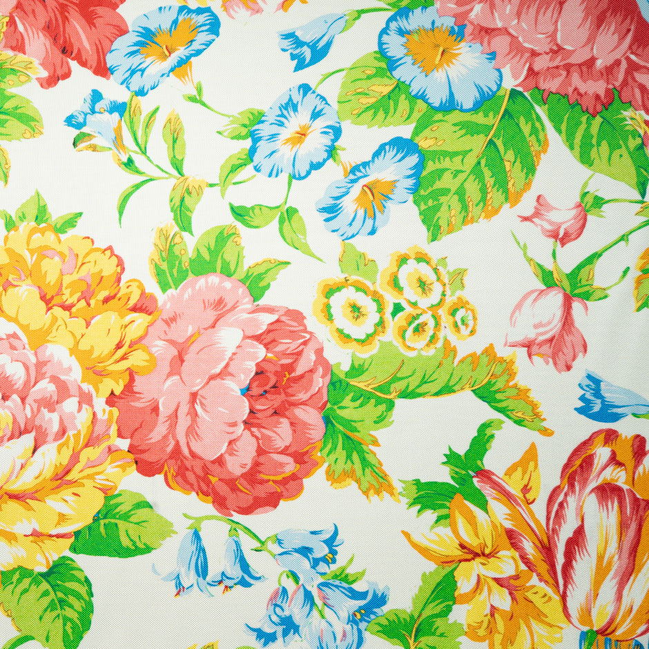 Multi-Coloured Floral Double Silk Twill