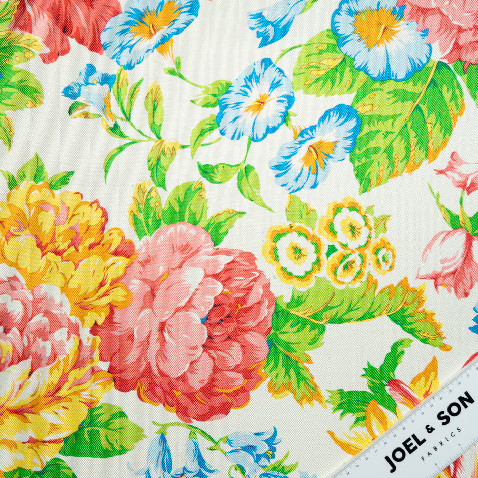 Multi-Coloured Floral Double Silk Twill