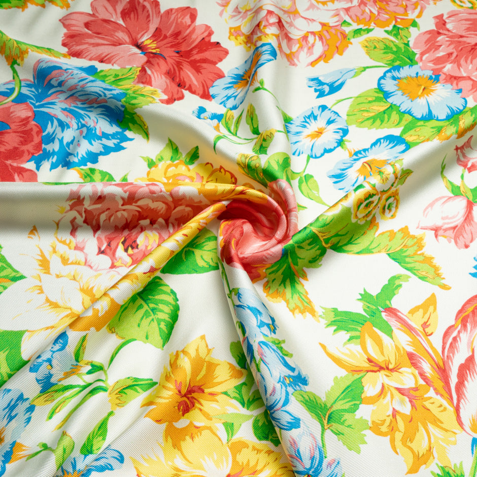 Multi-Coloured Floral Double Silk Twill