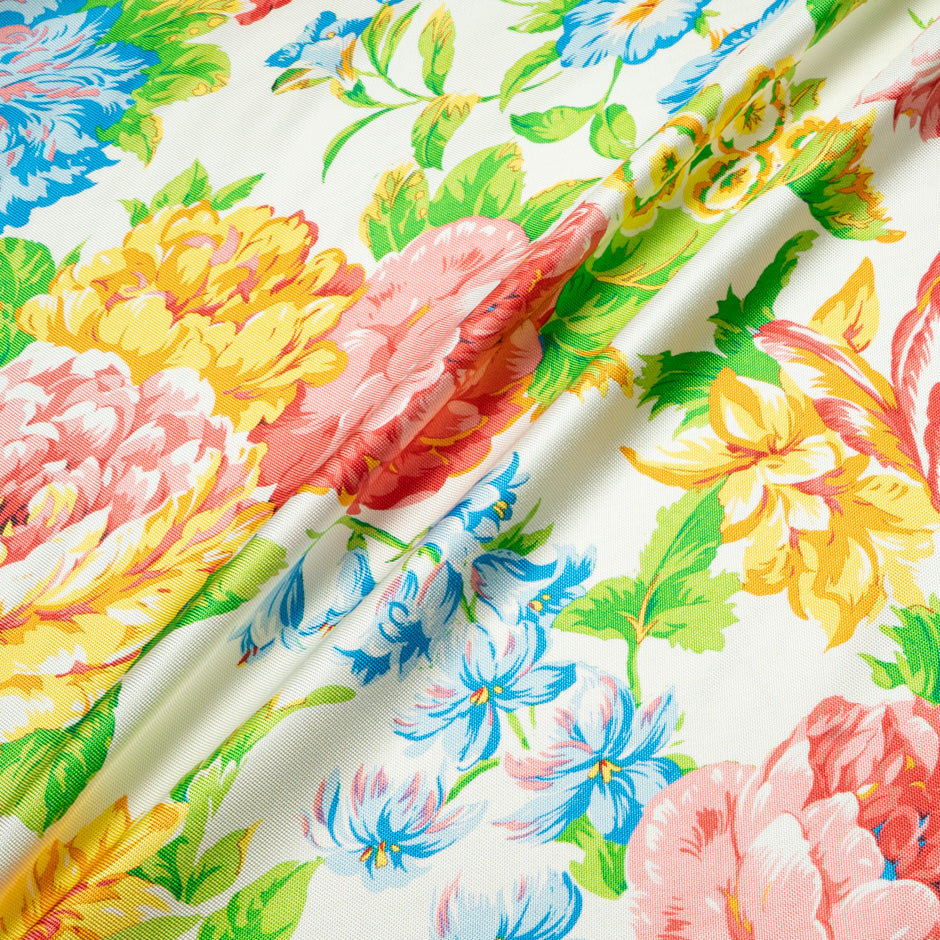 Multi-Coloured Floral Double Silk Twill