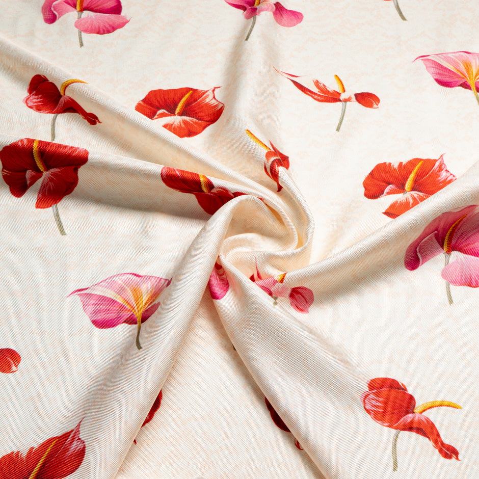 Pink & Red Floral Double Silk Twill