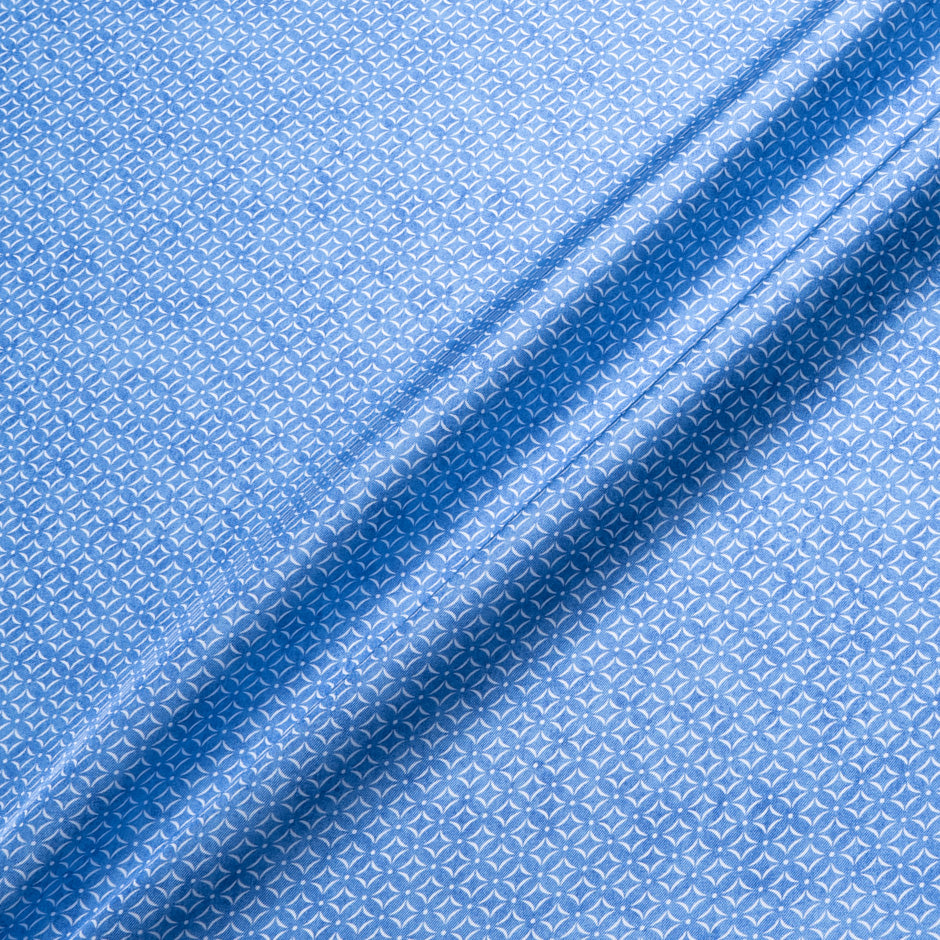 Sky Blue Geometric Printed Silk Twill
