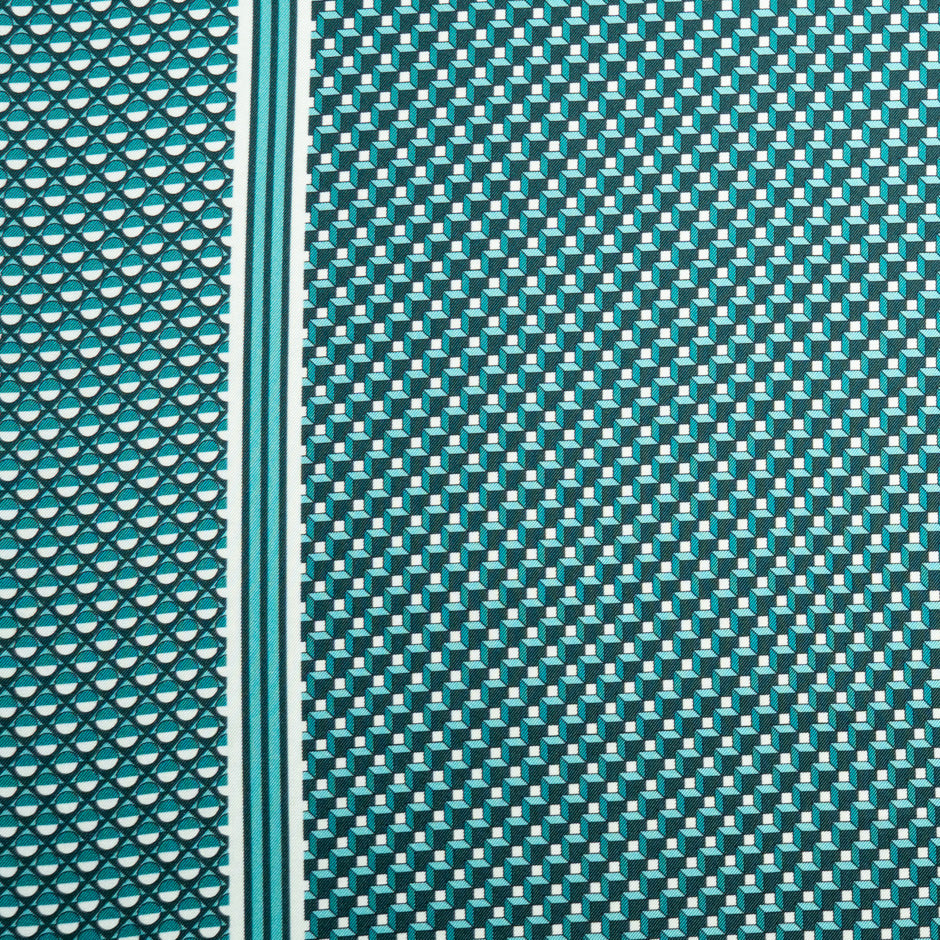 Green Geo Printed Pure Silk Twill