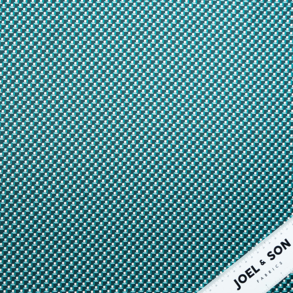 Green Geo Printed Pure Silk Twill