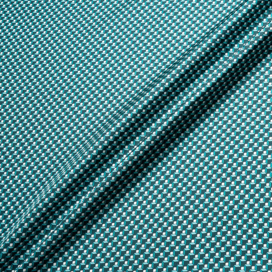 Green Geo Printed Pure Silk Twill