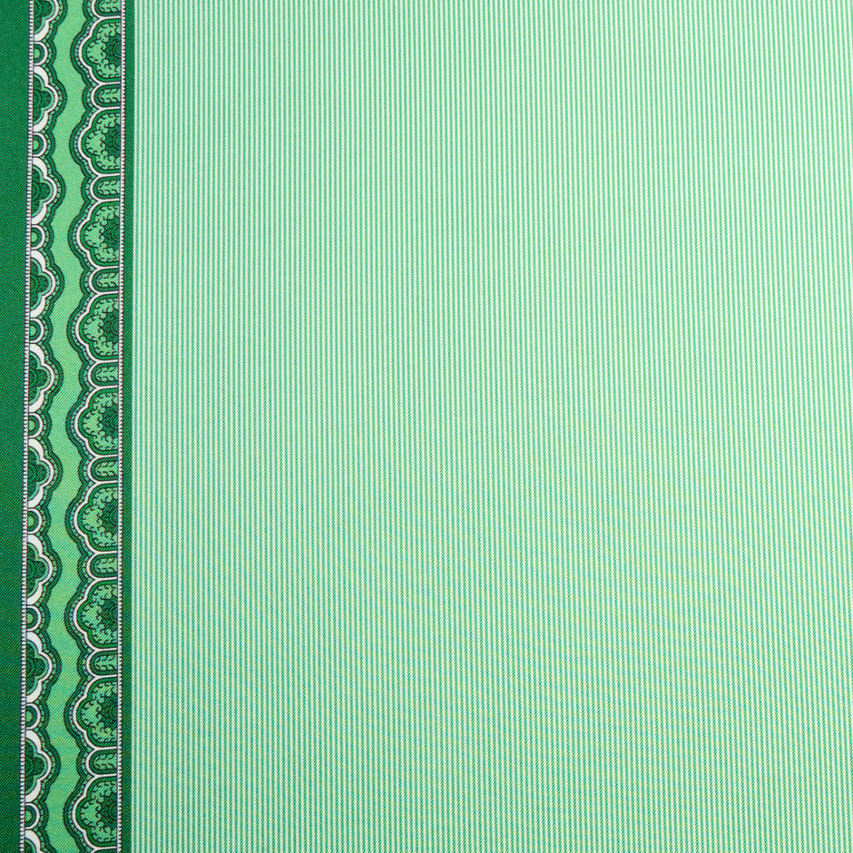 Green Fine Striped Patterned Silk Twill
