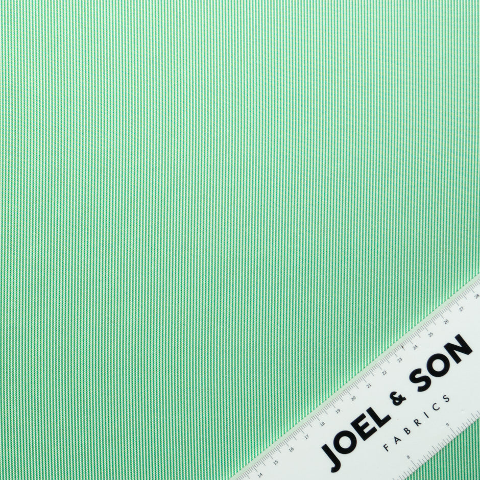 Green Fine Striped Patterned Silk Twill
