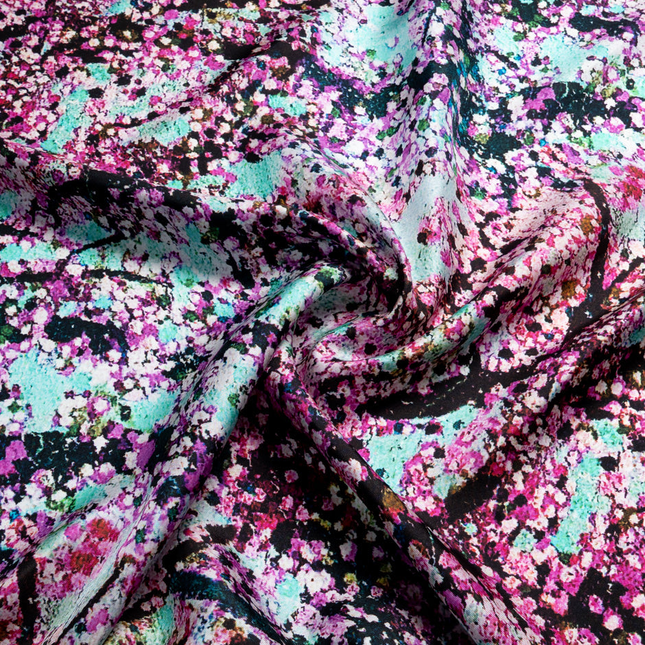 Fuchsia Abstract Tree Printed Silk Twill