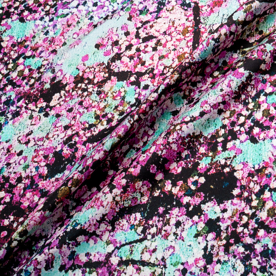Fuchsia Abstract Tree Printed Silk Twill
