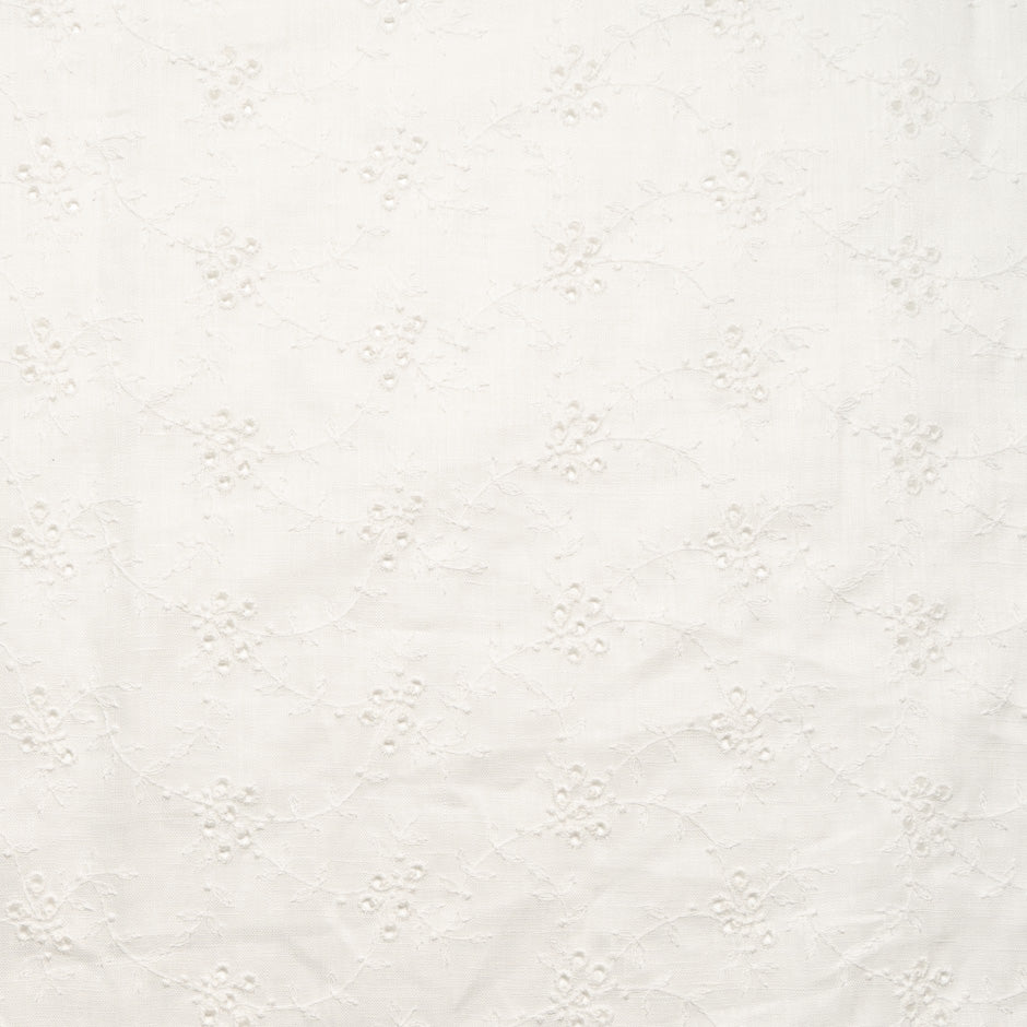 Floral Embroidered Ivory Handkerchief Linen