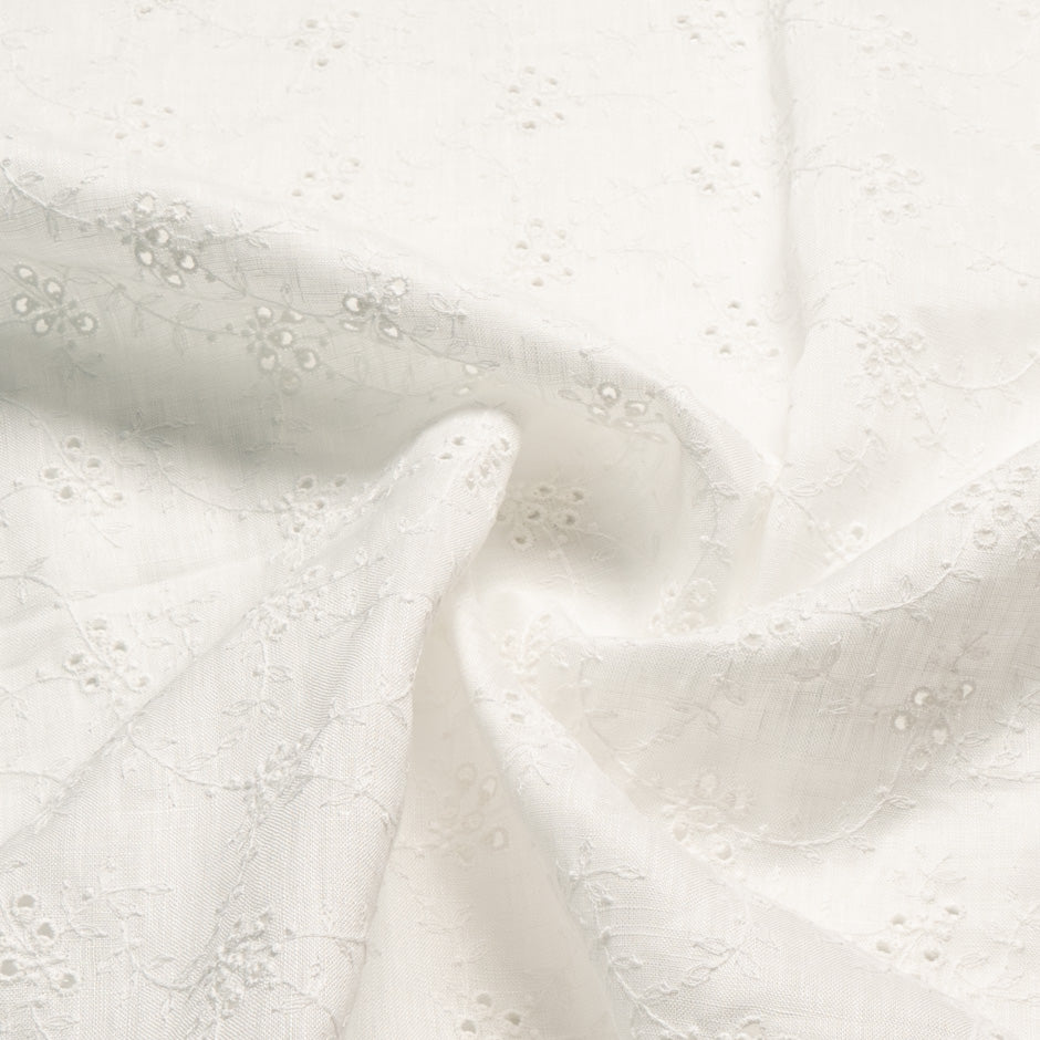 Floral Embroidered Ivory Handkerchief Linen
