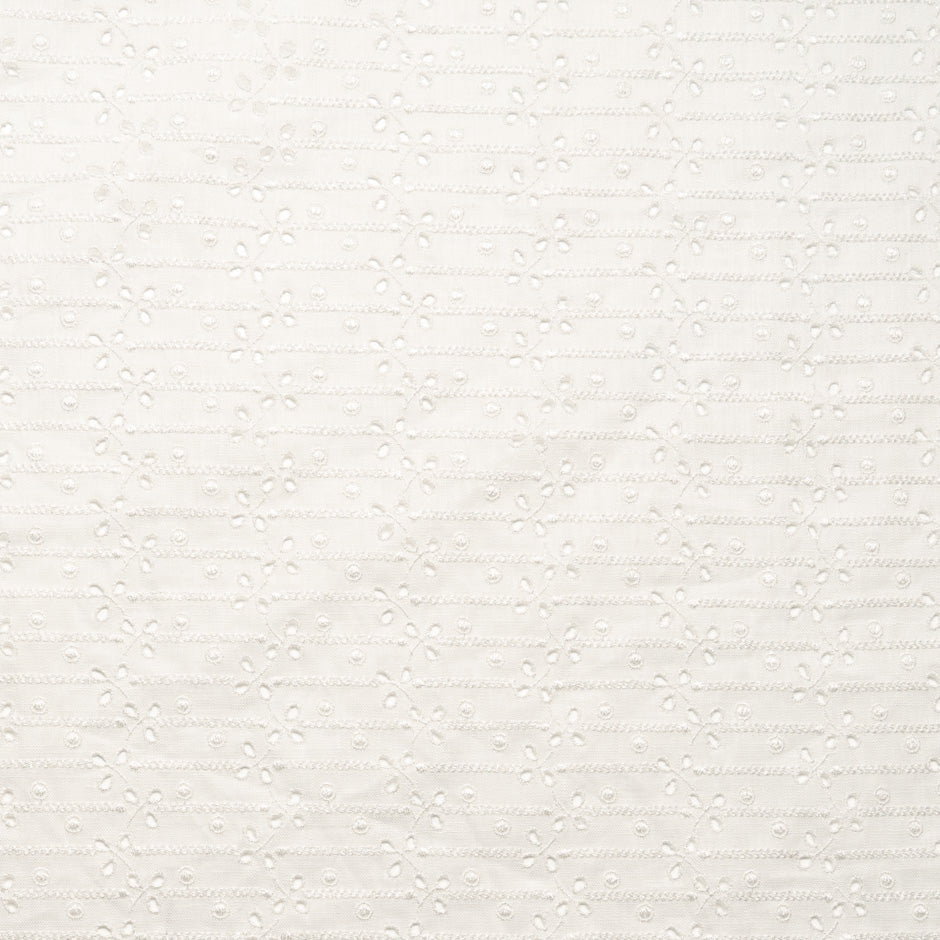 White Geo Floral Embroidered Handkerchief Linen