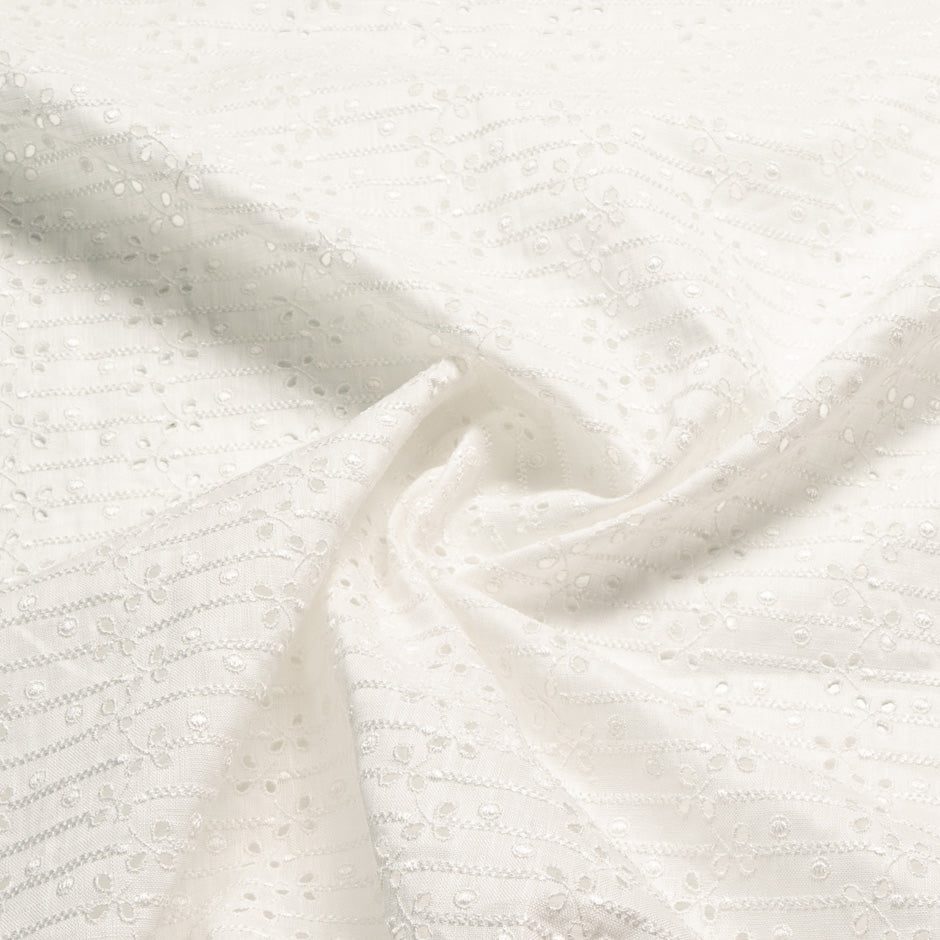 White Geo Floral Embroidered Handkerchief Linen