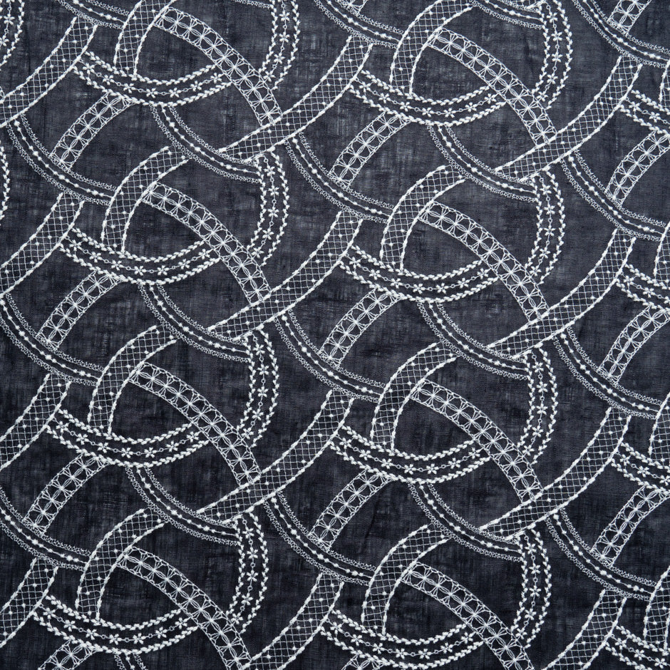 White Embroidered Blue Handkerchief Linen