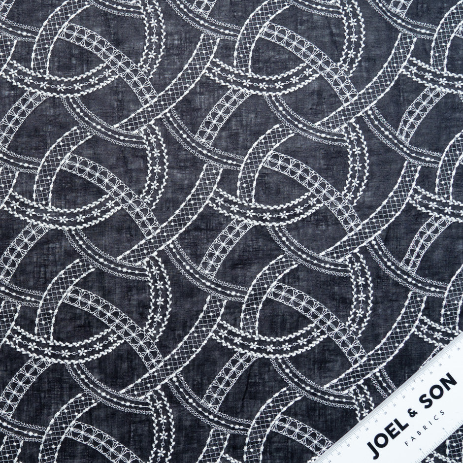 White Embroidered Blue Handkerchief Linen