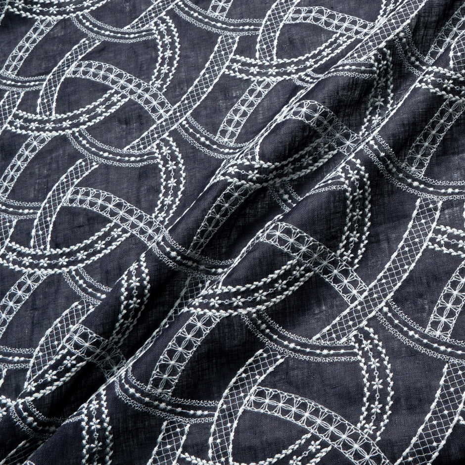 White Embroidered Blue Handkerchief Linen