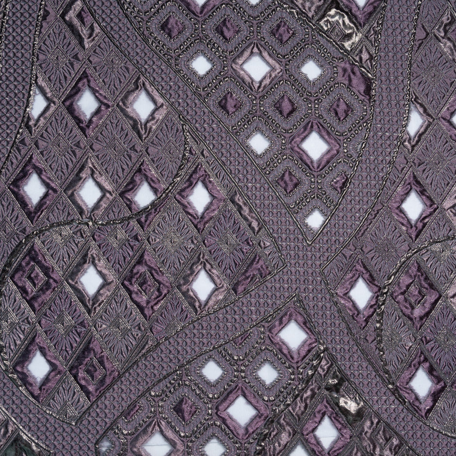 Plum Jacquard Metallic Organza