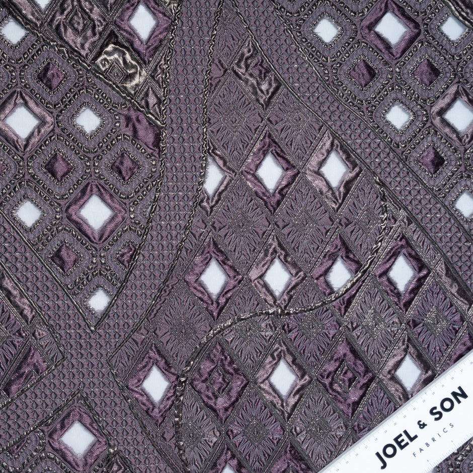 Plum Jacquard Metallic Organza