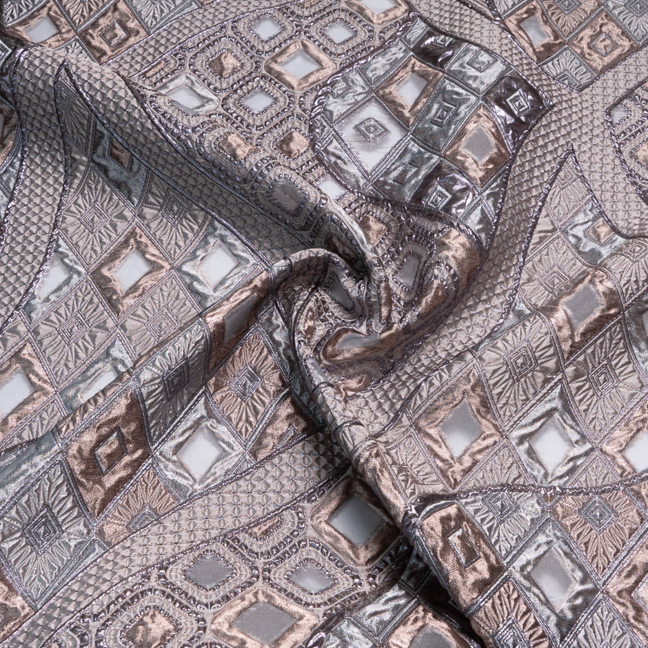 Dusty Pink Jacquard Metallic Organza