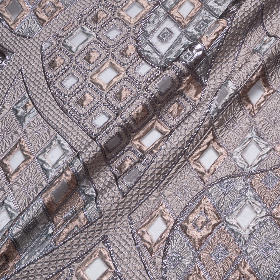 Dusty Pink Jacquard Metallic Organza