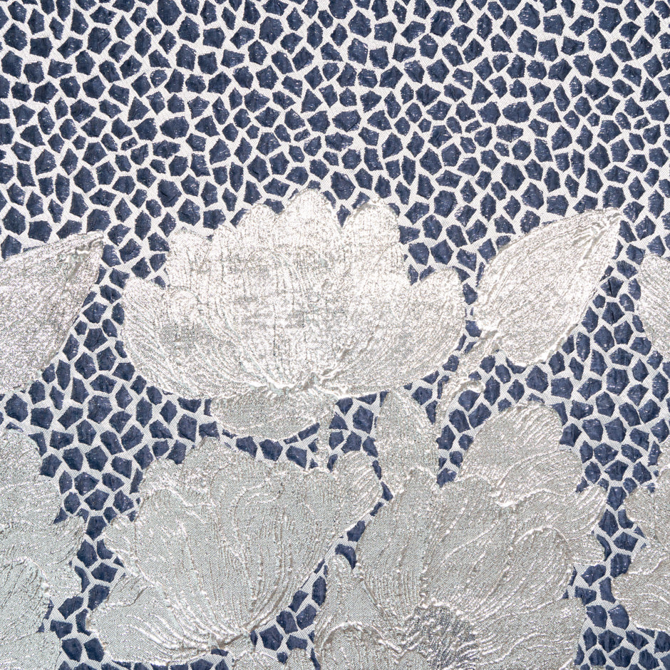 Navy Blue & White Jacquard Organza