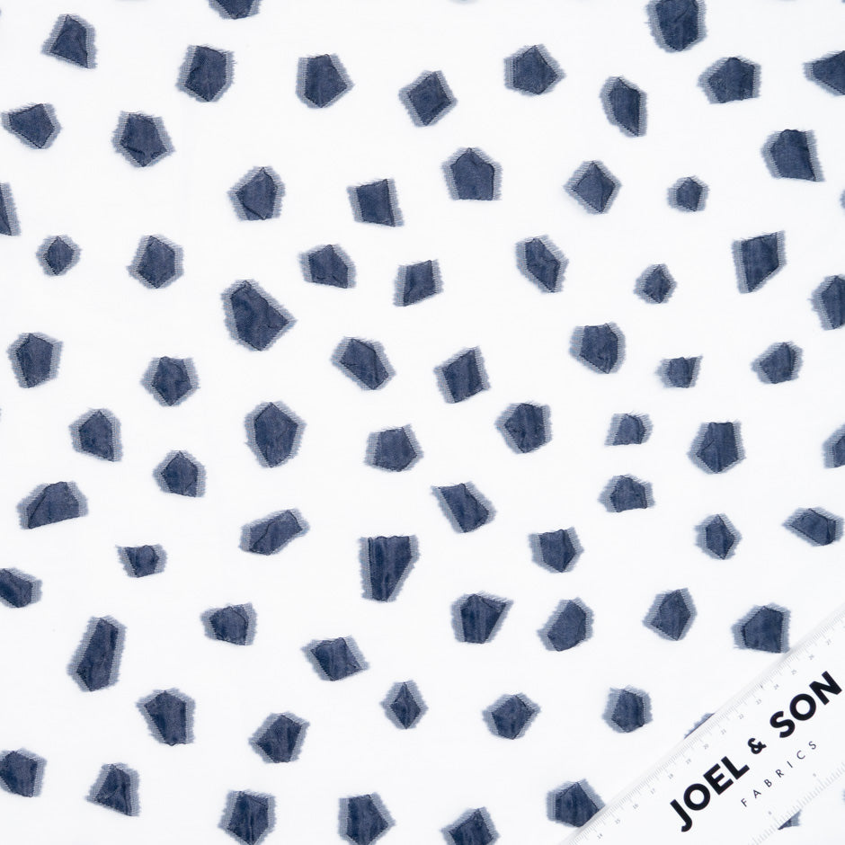 Navy Blue & White Jacquard Organza