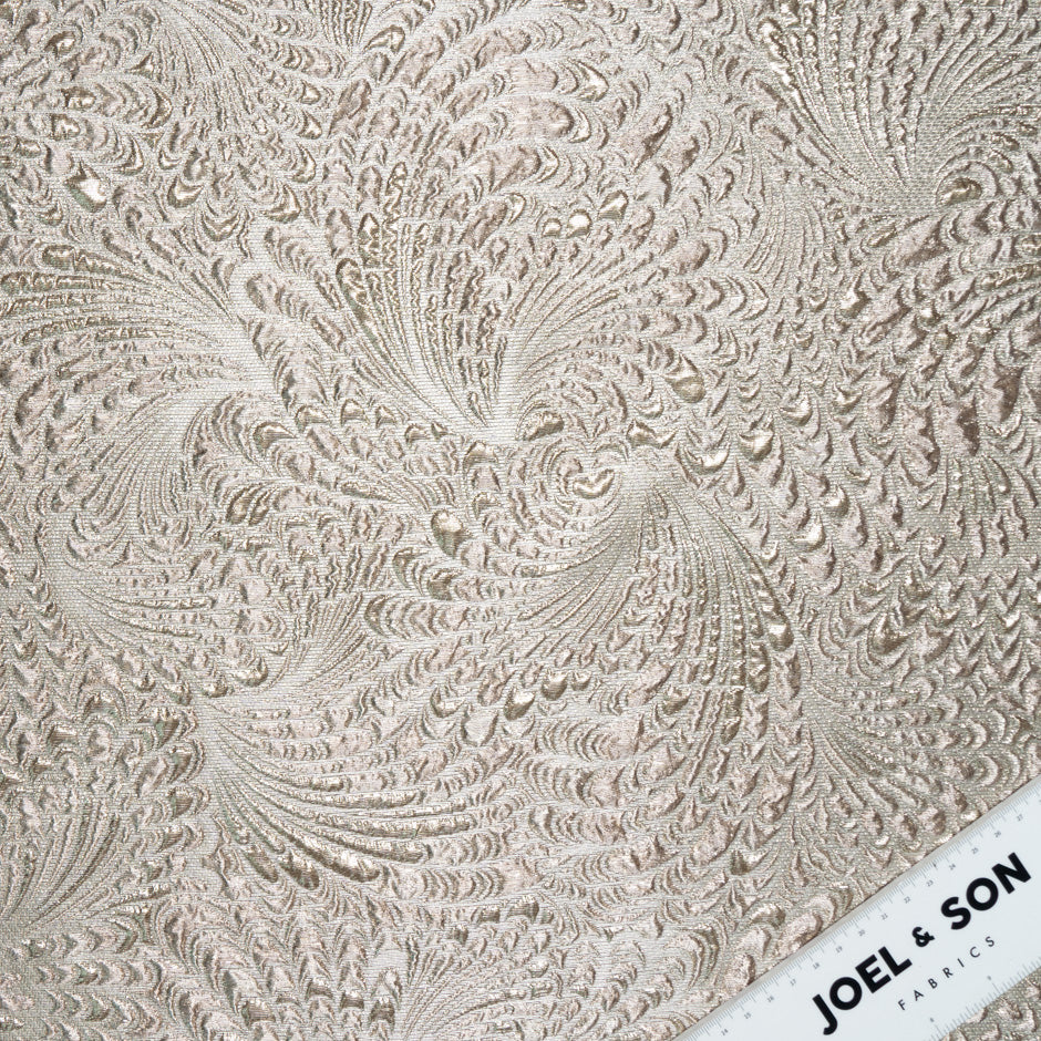 Champagne Abstract Jacquard Metallic Organza