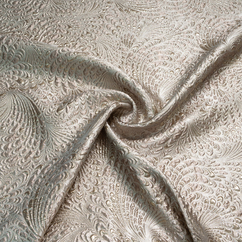Champagne Abstract Jacquard Metallic Organza