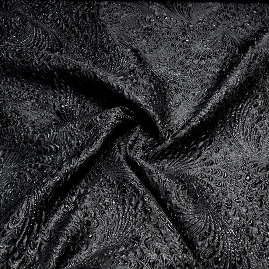 Black Abstract Jacquard Metallic Organza