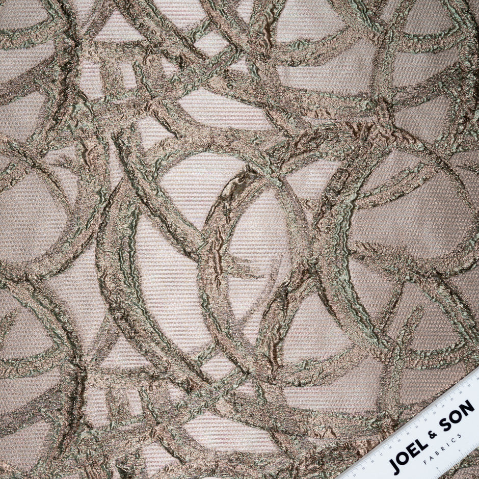 Beige Metallic Jacquard Organza