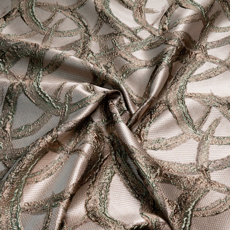 Beige Metallic Jacquard Organza