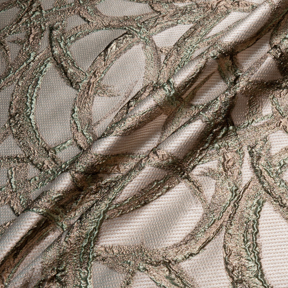 Beige Metallic Jacquard Organza