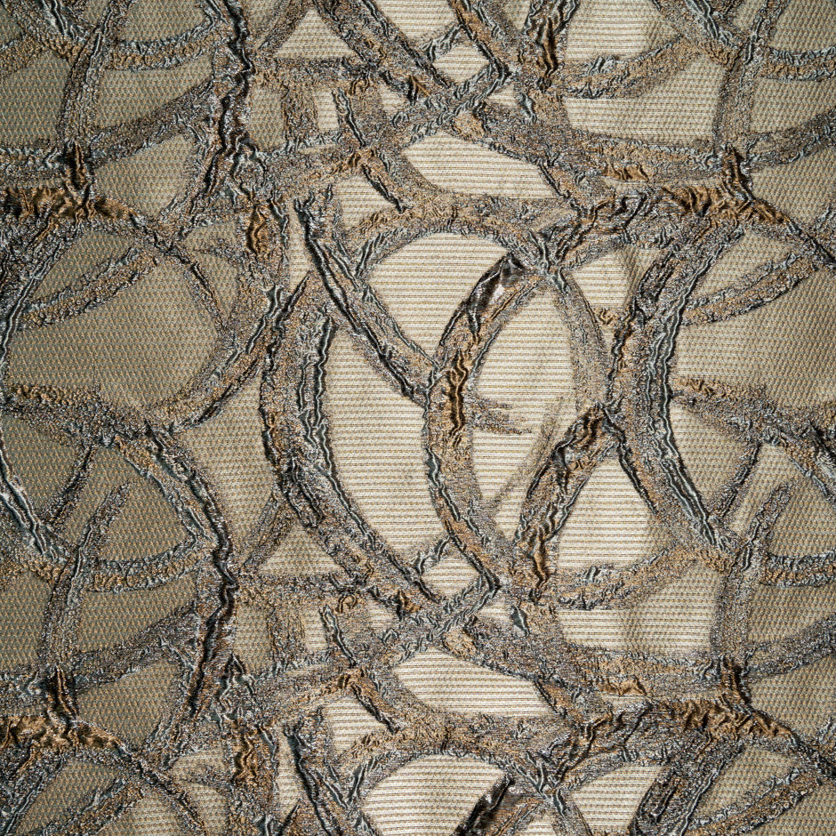 Light Brown Metallic Jacquard Organza