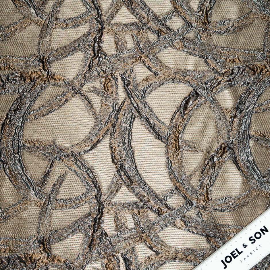 Light Brown Metallic Jacquard Organza