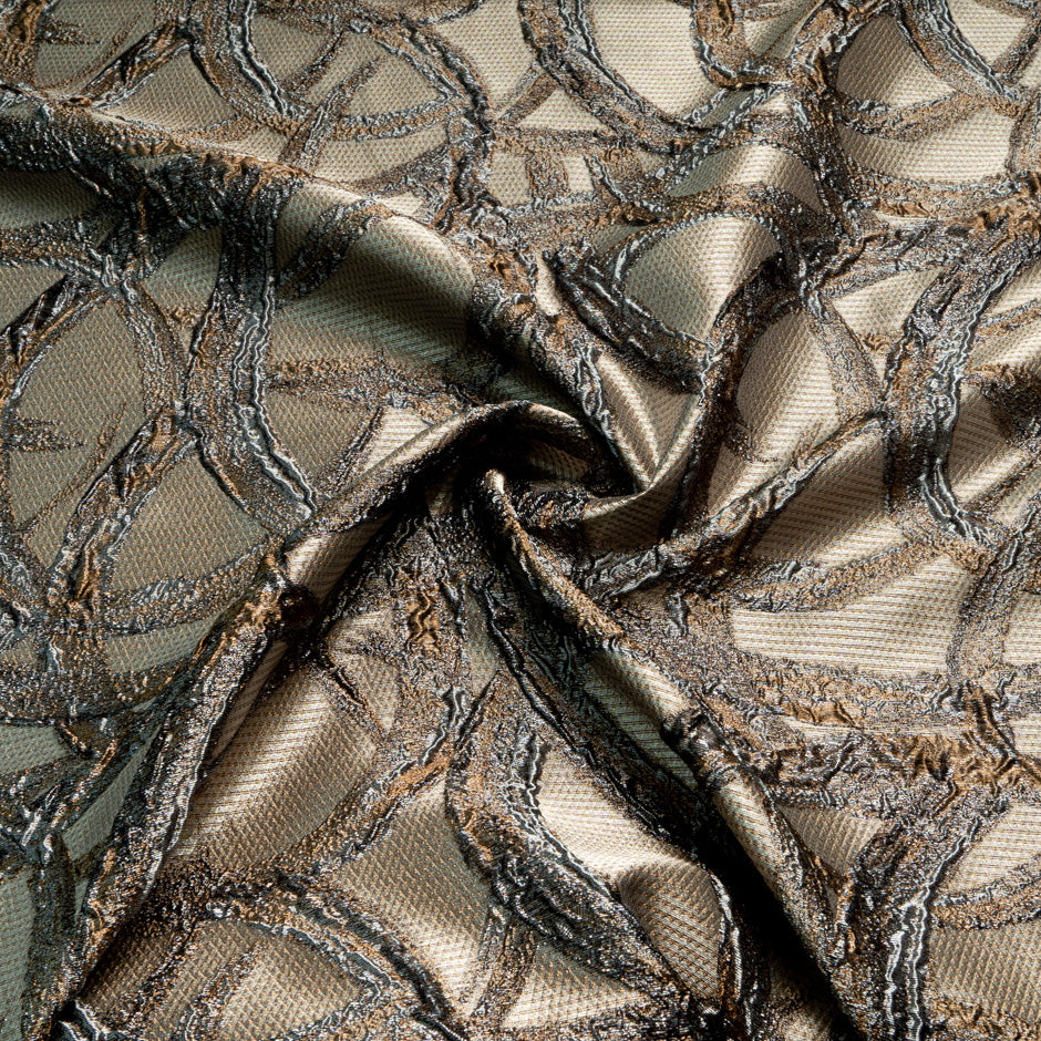 Light Brown Metallic Jacquard Organza