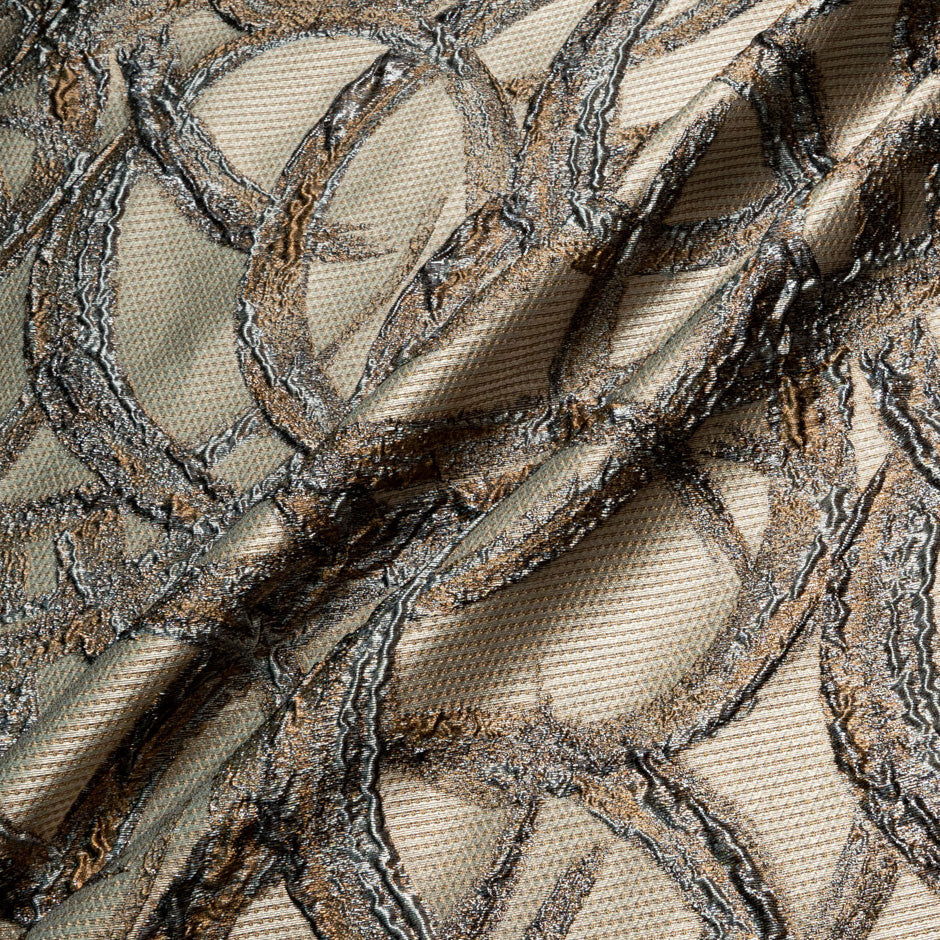 Light Brown Metallic Jacquard Organza