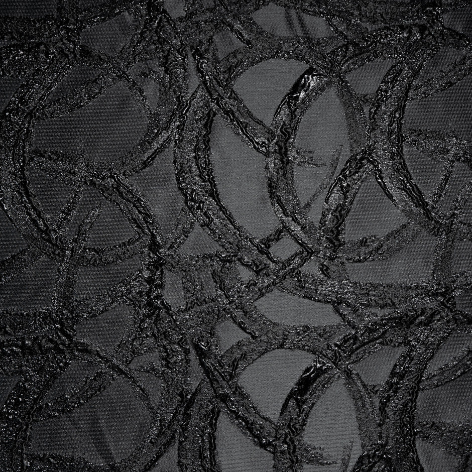 Black Metallic Jacquard Organza