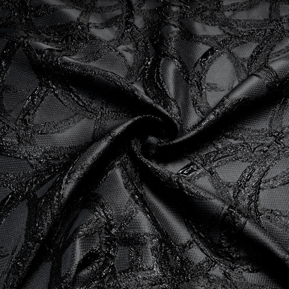 Black Metallic Jacquard Organza
