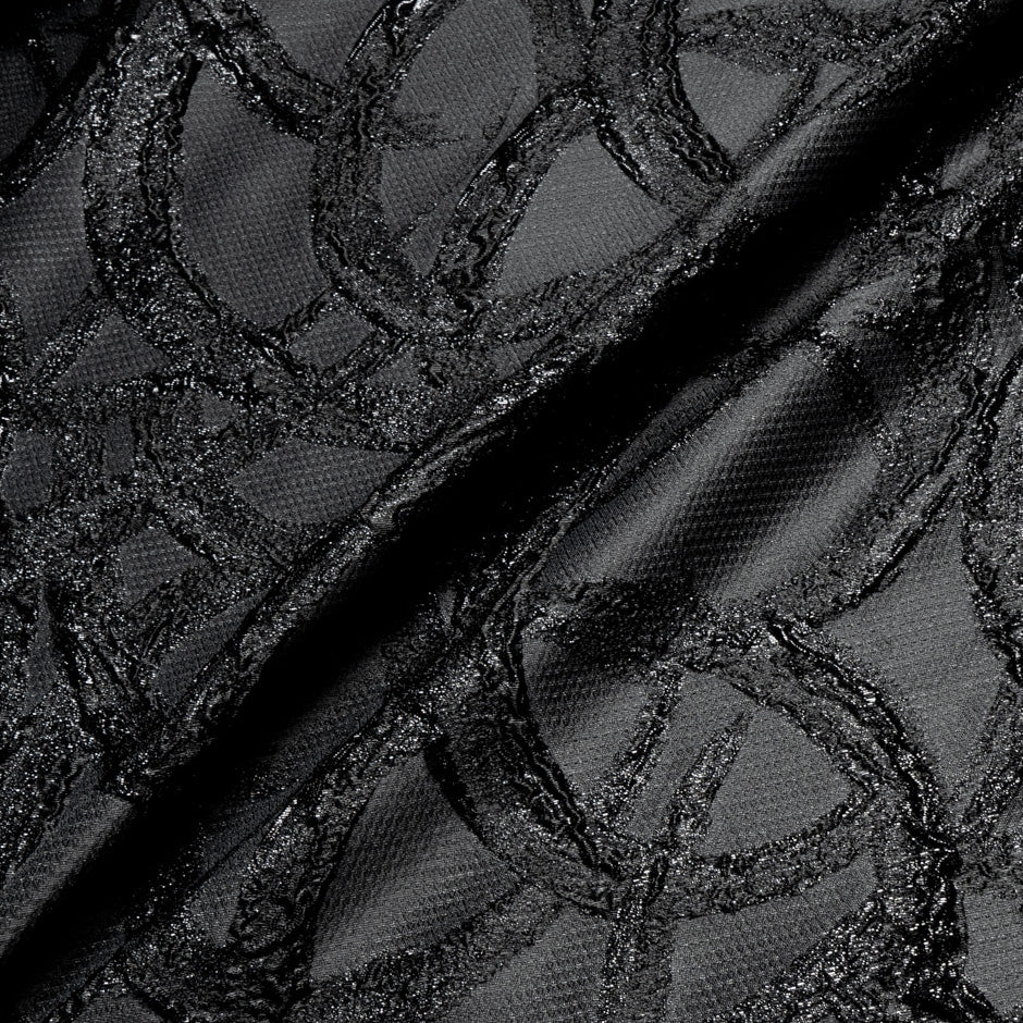 Black Metallic Jacquard Organza