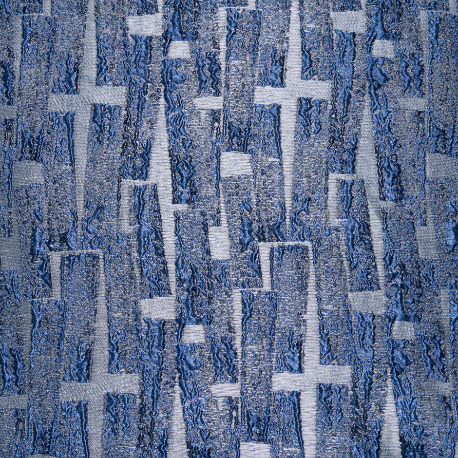 Blue Metallic Jacquard Organza