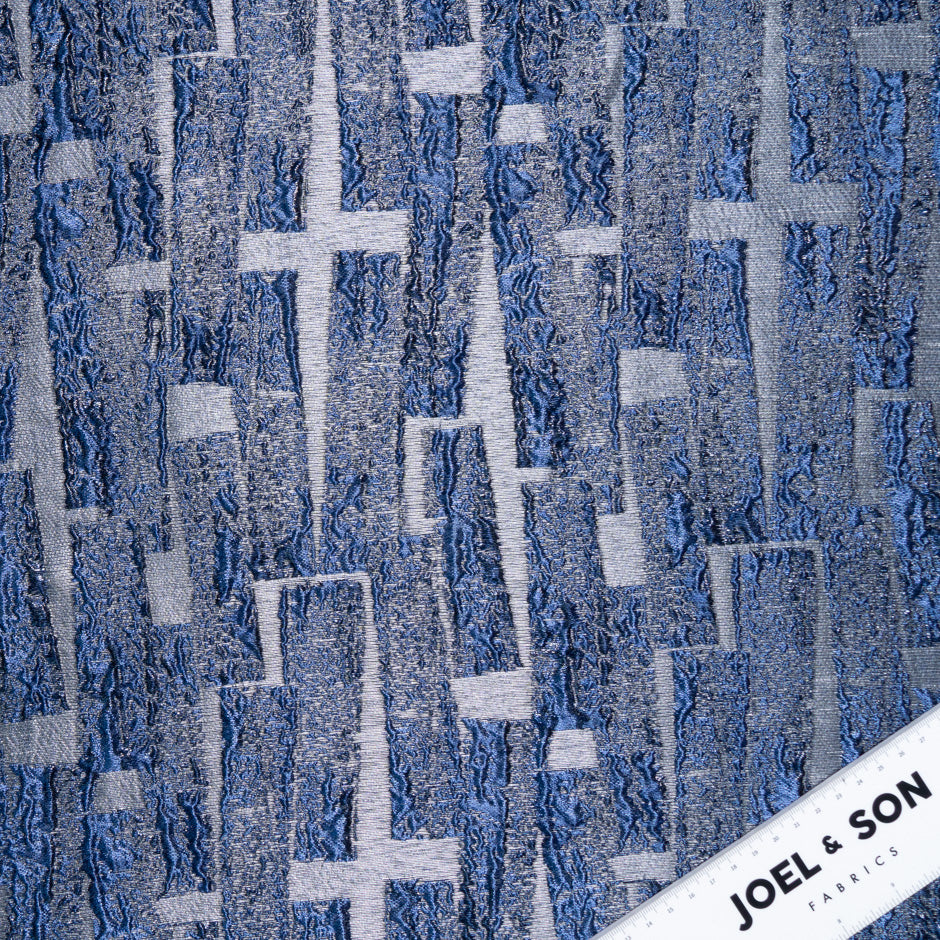 Blue Metallic Jacquard Organza